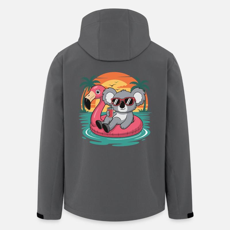 Lustiger Koala-Tropensommer-Flamingo-Float - Recycelte Männer Softshell-Jacke von Stanley/Stella - Anthrazit