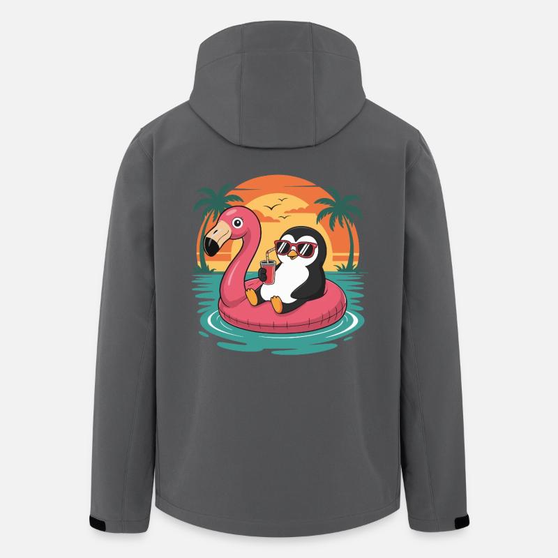 Lustiger Pinguin-tropischer Sommer-Flamingo-Float - Recycelte Männer Softshell-Jacke von Stanley/Stella - Anthrazit
