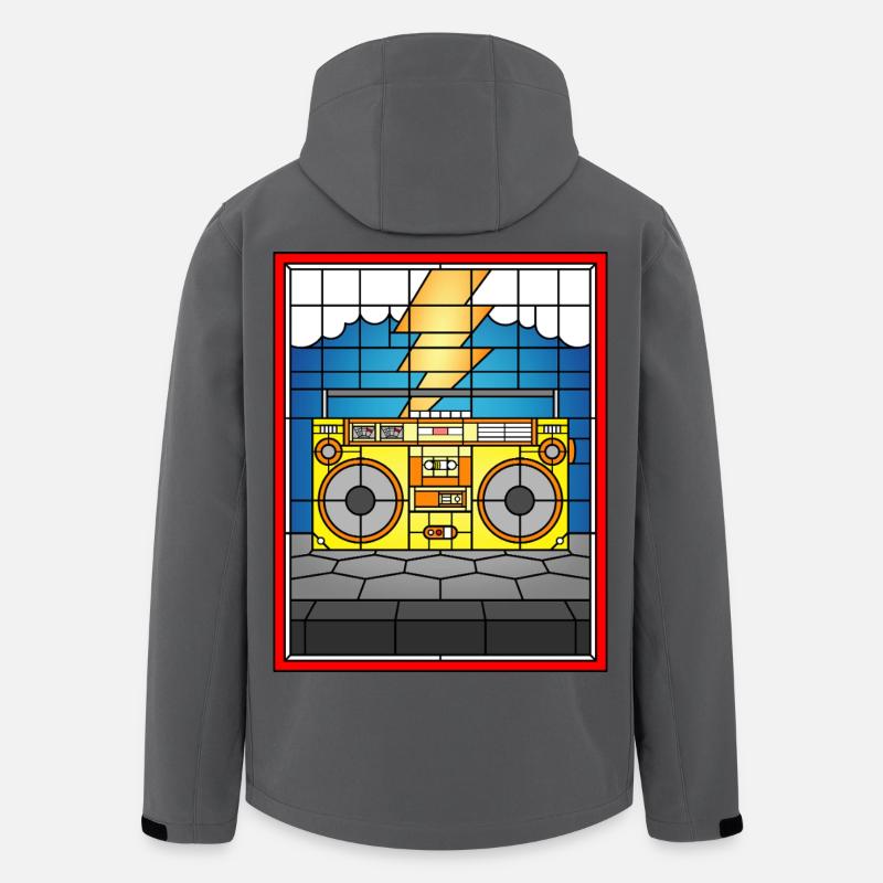 Buntglas-Boombox mit Blitz - Recycelte Männer Softshell-Jacke von Stanley/Stella - Anthrazit