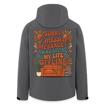 Living Life Offline Retro - Men’s Recycled Softshell Jacket by Stanley/Stella - anthracite - Back - AI Model Male 185 light (185cm)