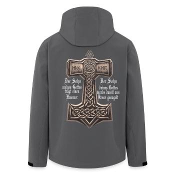 Wikinger Der Sohn Meines Gottes Trägt Einen Hammer - Recycelte Männer Softshell-Jacke von Stanley/Stella - Anthrazit - Hinten - AI Model Male 185 light (185cm)