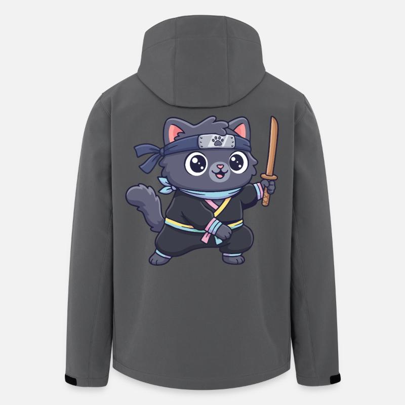 Ninja-Katze im Samurai-Outfit - Recycelte Männer Softshell-Jacke von Stanley/Stella - Anthrazit