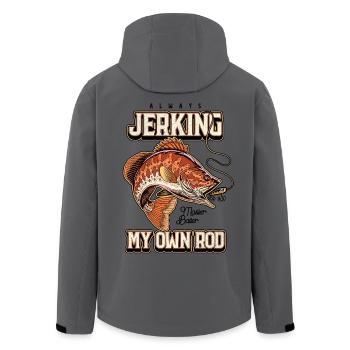 Always Jerking My Rod Funny Fishing - Men’s Recycled Softshell Jacket by Stanley/Stella - anthracite - Back - AI Model Male 185 light (185cm)