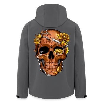 Golden Barbed Wire Floral Skull - Men’s Recycled Softshell Jacket by Stanley/Stella - anthracite - Back - AI Model Male 185 light (185cm)