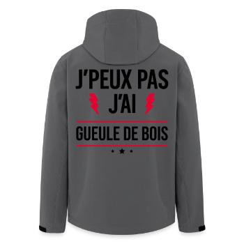 J’peux pas j’ai gueule de bois Humour Apéro - Veste softshell homme en polyester recyclé Stanley/Stella - charbon - Dos - AI Model Male 185 light (185cm)