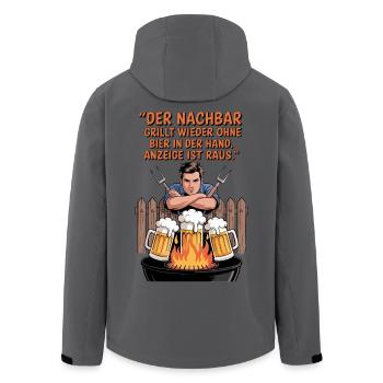 Grill Slogan Motif Beer and Neighborhood - Men’s Recycled Softshell Jacket by Stanley/Stella - anthracite - Back - AI Model Male 185 light (185cm)