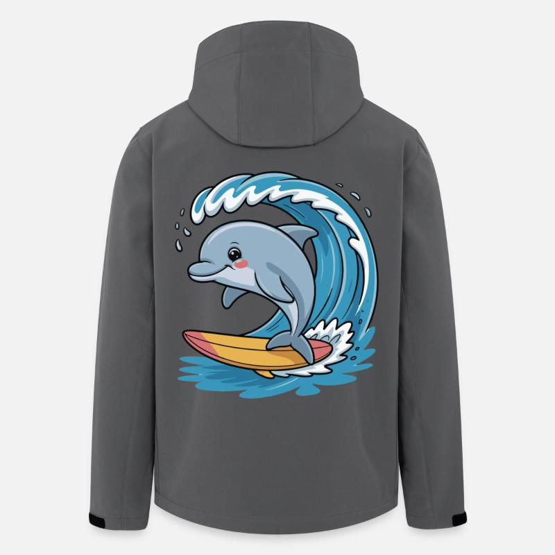 Dolphin Surfer on Wave Magic - Men’s Recycled Softshell Jacket by Stanley/Stella - anthracite