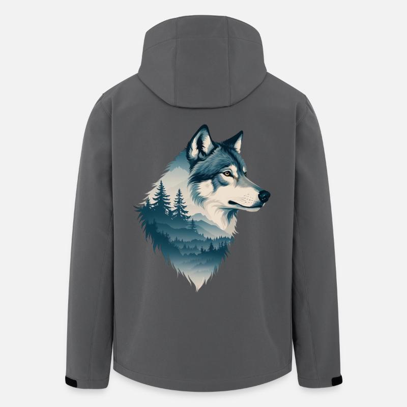 Blauer Wolf im Wald - Recycelte Männer Softshell-Jacke von Stanley/Stella - Anthrazit
