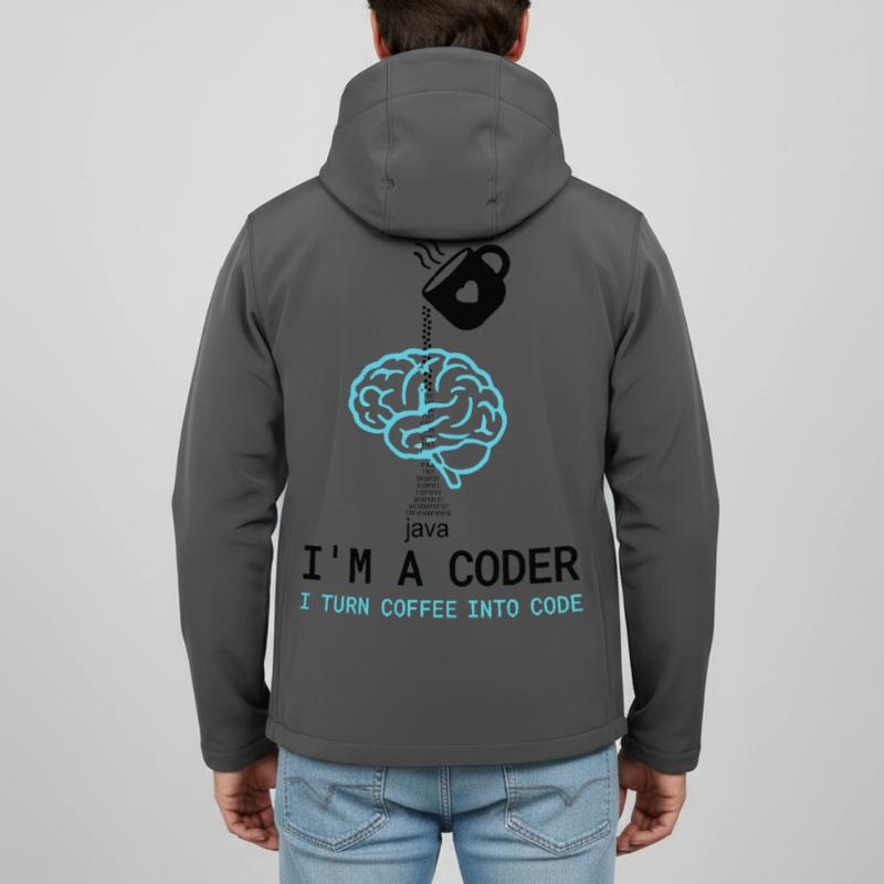 T-shirt Coder : Du café dans le code – Nerdy Programmie Veste softshell homme en polyester recyclé Stanley/Stella