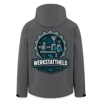 Workshop Hero, Plastic Machine - Men’s Recycled Softshell Jacket by Stanley/Stella - anthracite - Back - AI Model Male 185 light (185cm)
