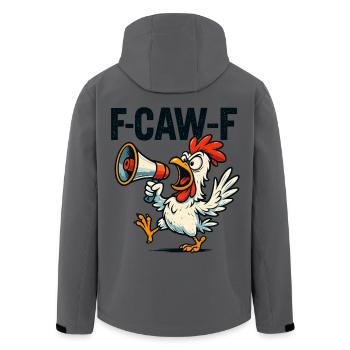 F Caw F Chicken Alert, Funny Comic Saying Shirt - Men’s Recycled Softshell Jacket by Stanley/Stella - anthracite - Back - AI Model Male 185 light (185cm)
