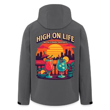 high on life, no alcohol needed - Recycelte Männer Softshell-Jacke von Stanley/Stella - Anthrazit - Hinten - AI Model Male 185 light (185cm)