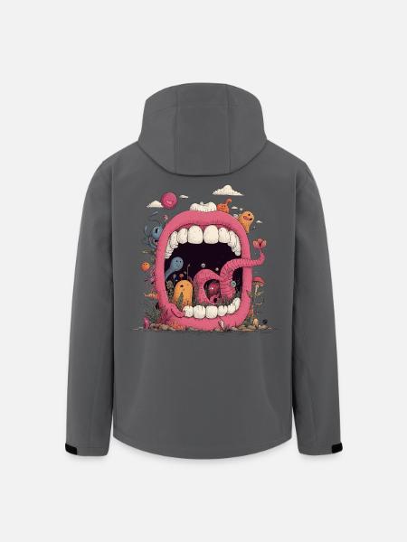Pink Mouth World with Creatures - Men’s Recycled Softshell Jacket by Stanley/Stella - anthracite