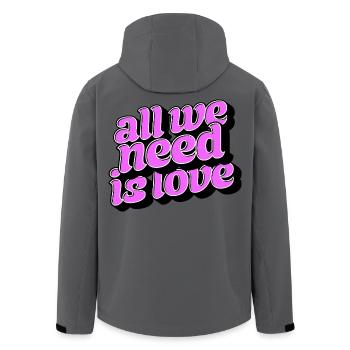 Love Is Enough: Retro Love Typo - Men’s Recycled Softshell Jacket by Stanley/Stella - anthracite - Back - AI Model Male 185 light (185cm)