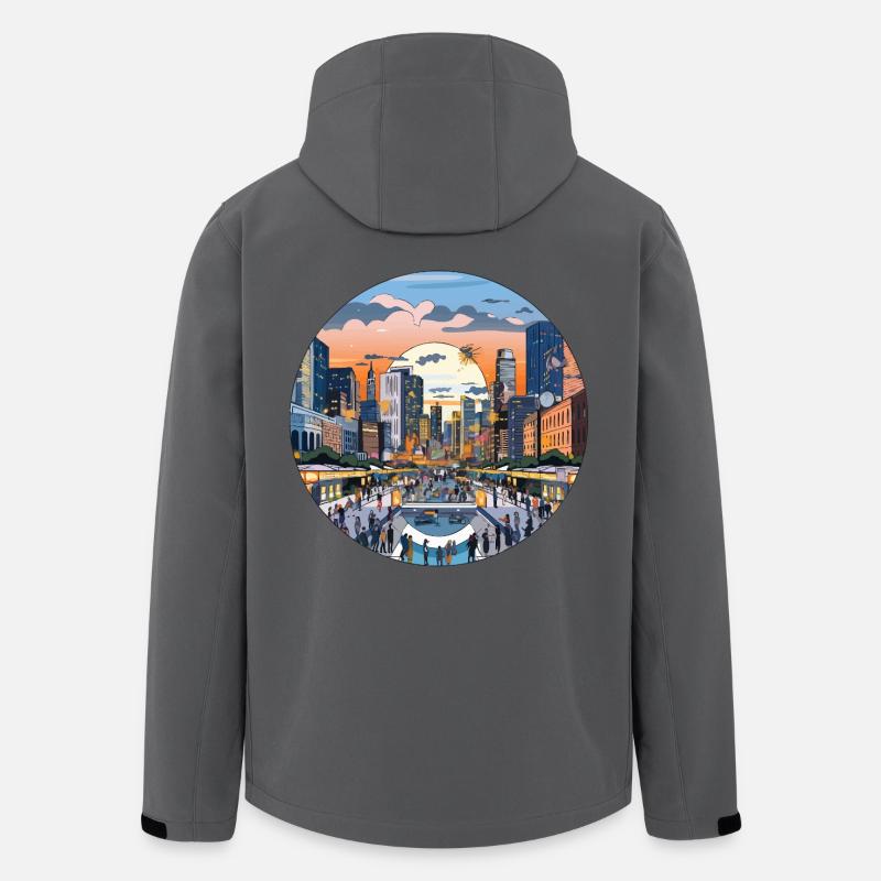 Sonnenuntergang über der Skyline - Recycelte Männer Softshell-Jacke von Stanley/Stella - Anthrazit