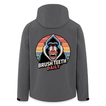 Täglich Zähne putzen Mandrill Affe - Recycelte Männer Softshell-Jacke von Stanley/Stella - Anthrazit - Hinten - AI Model Male 185 light (185cm)