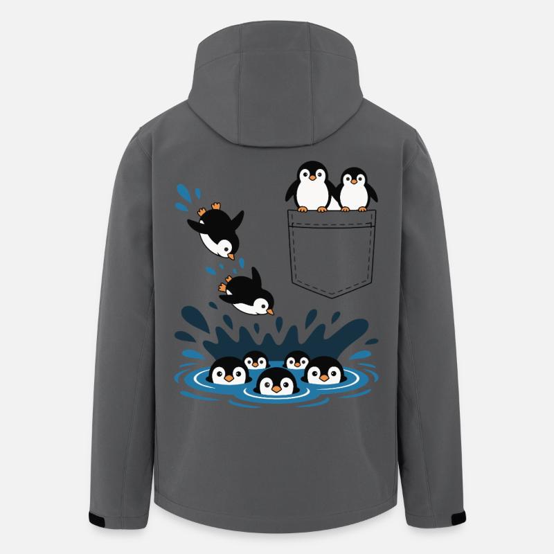 Pinguin Sprung ins Wasser Pocket Design - Recycelte Männer Softshell-Jacke von Stanley/Stella - Anthrazit