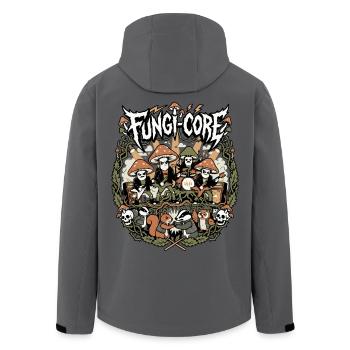 Fungi Core Mushroom Rock Band Motif - Men’s Recycled Softshell Jacket by Stanley/Stella - anthracite - Back - AI Model Male 185 light (185cm)