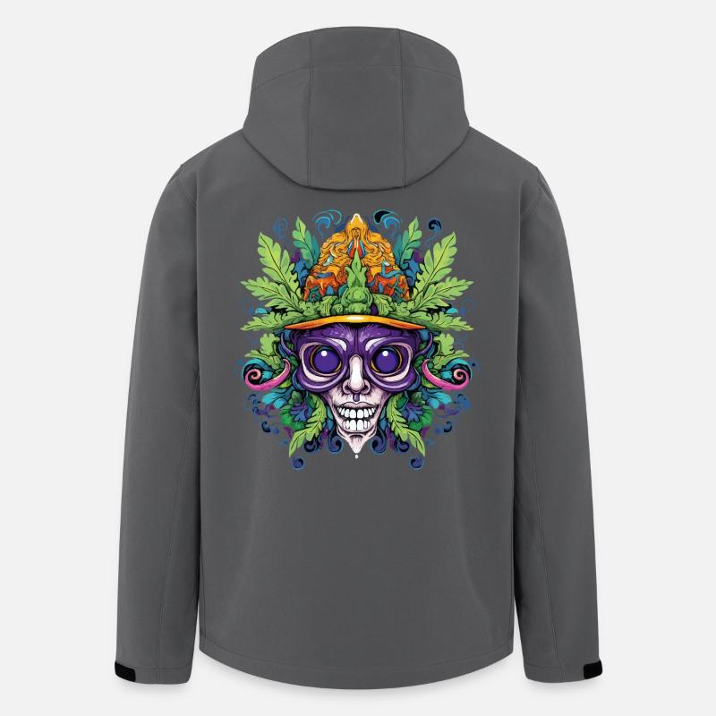 Psychedelischer Schädel mit Blattkrone - Recycelte Männer Softshell-Jacke von Stanley/Stella - Anthrazit
