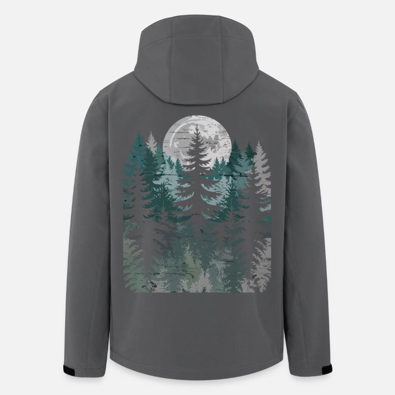 Night Forest Silhouette with Moon - Men’s Recycled Softshell Jacket by Stanley/Stella - anthracite