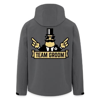 Team Groom (Pointing Stag Night Bachelor Party 3C) - Men’s Recycled Softshell Jacket by Stanley/Stella - anthracite - Back - AI Model Male 185 light (185cm)