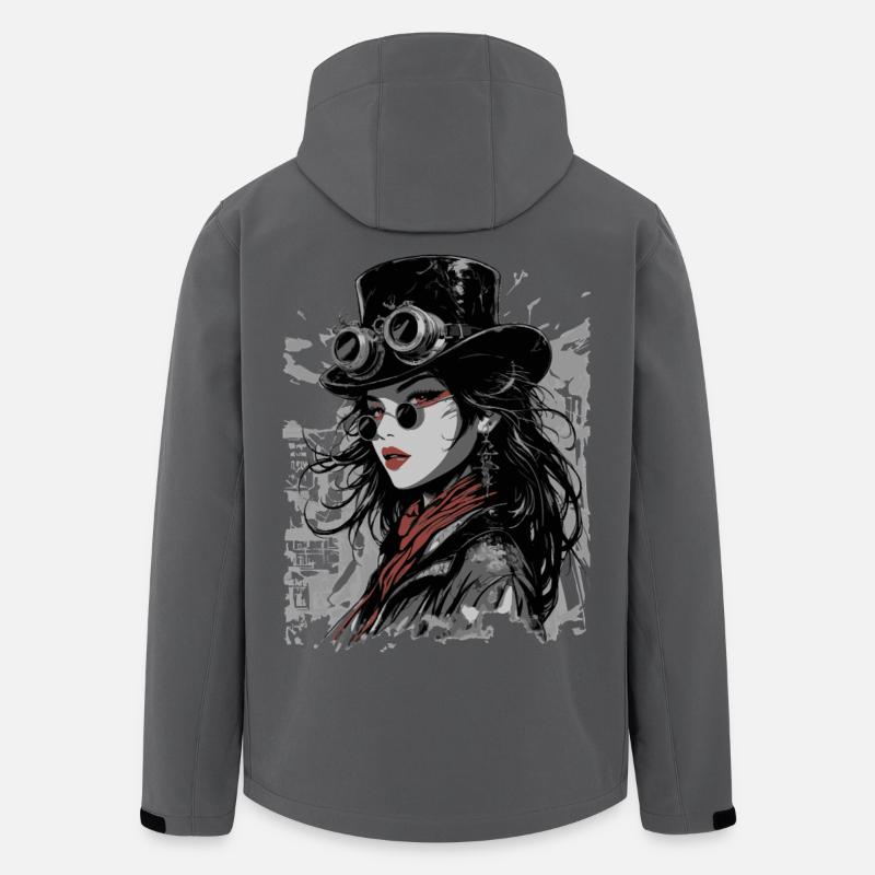 Steampunk Diva with Goggles - Men’s Recycled Softshell Jacket by Stanley/Stella - anthracite
