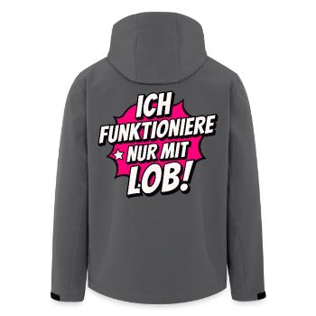 Ich funktioniere nur mit Lob – Motivation & Humor - Recycelte Männer Softshell-Jacke von Stanley/Stella - Anthrazit - Hinten - AI Model Male 185 light (185cm)