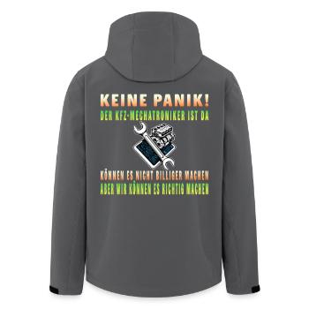 Keine Panik – Der Mechatroniker ist da - Recycelte Männer Softshell-Jacke von Stanley/Stella - Anthrazit - Hinten - AI Model Male 185 light (185cm)