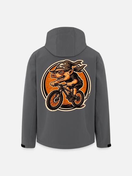 Piraten Schwein auf BMX Mountainbike - Recycelte Männer Softshell-Jacke von Stanley/Stella - Anthrazit