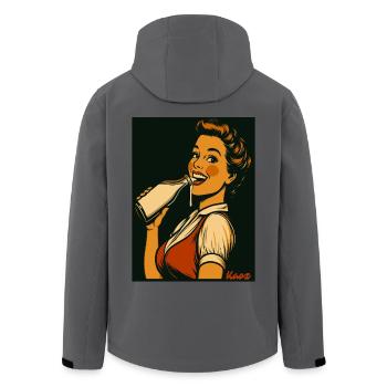 Retro Dame mit Milch Getränk  - Recycelte Männer Softshell-Jacke von Stanley/Stella - Anthrazit - Hinten - AI Model Male 185 light (185cm)