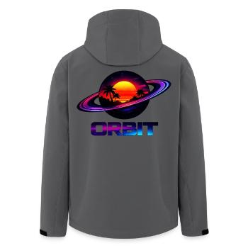 Geometrische Saturn-Umlaufbahn Retro Synthwave 80s - Recycelte Männer Softshell-Jacke von Stanley/Stella - Anthrazit - Hinten - AI Model Male 185 light (185cm)