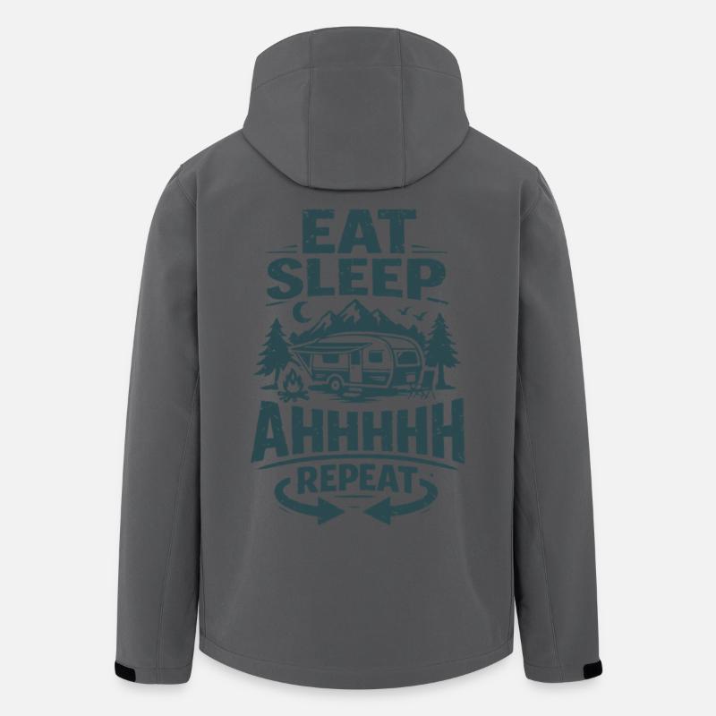 Camping Adventure Caravan | Eat Sleep Repeat - Recycelte Männer Softshell-Jacke von Stanley/Stella - Anthrazit