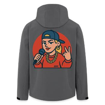 Rap Diva with Microphone - Men’s Recycled Softshell Jacket by Stanley/Stella - anthracite - Back - AI Model Male 185 light (185cm)