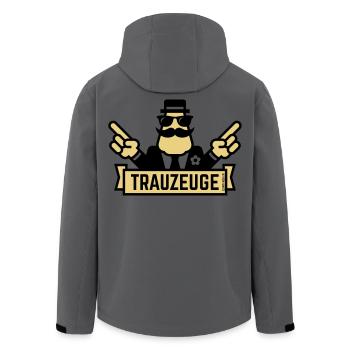 Trauzeuge Handzeichen (Polterabend / JGA / 2C) - Recycelte Männer Softshell-Jacke von Stanley/Stella - Anthrazit - Hinten - AI Model Male 185 light (185cm)