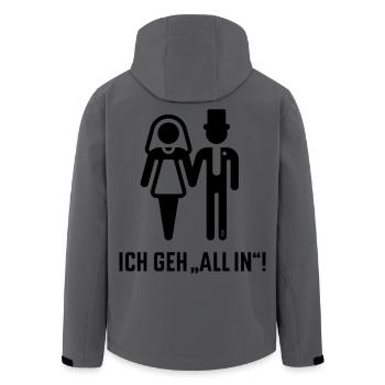 Ich Geh „All In“! (Hochzeit, Brautpaar, JGA / B) - Recycelte Männer Softshell-Jacke von Stanley/Stella - Anthrazit - Hinten - AI Model Male 185 light (185cm)