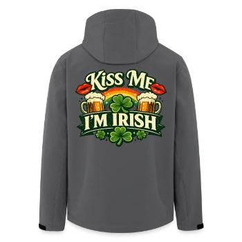 Kiss Me I'm Irish St Patrick's Design - Men’s Recycled Softshell Jacket by Stanley/Stella - anthracite - Back - AI Model Male 185 light (185cm)