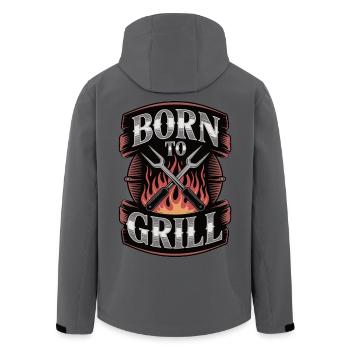 Born To Grill BBQ Shirt – Grillen Barbecue - Recycelte Männer Softshell-Jacke von Stanley/Stella - Anthrazit - Hinten - AI Model Male 185 light (185cm)