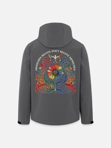 Menschenrechte statt Rechte Menschen Statement - Recycelte Männer Softshell-Jacke von Stanley/Stella - Anthrazit