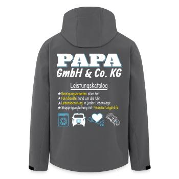 Firma Papa unterstützt in allen Lebenslagen - Recycelte Männer Softshell-Jacke von Stanley/Stella - Anthrazit - Hinten - AI Model Male 185 light (185cm)