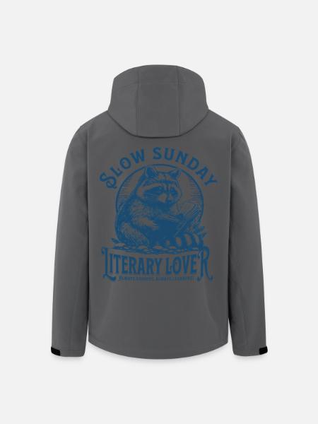 Slow Sunday Raccoon – Literarischer Liebhaber - Recycelte Männer Softshell-Jacke von Stanley/Stella - Anthrazit