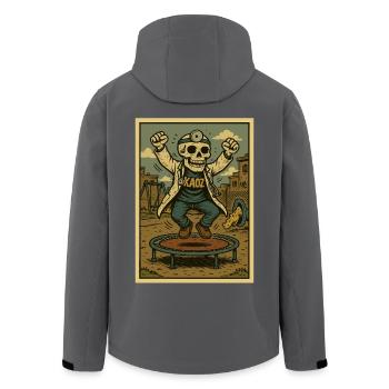 Skeleton Doctor on Trampoline - Men’s Recycled Softshell Jacket by Stanley/Stella - anthracite - Back - AI Model Male 185 light (185cm)