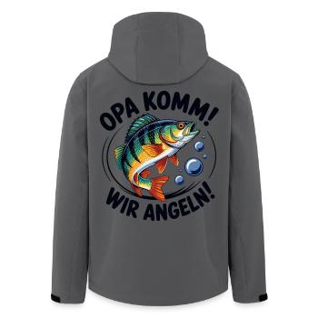 Opa kommt, wir angeln! - Recycelte Männer Softshell-Jacke von Stanley/Stella - Anthrazit - Hinten - AI Model Male 185 light (185cm)