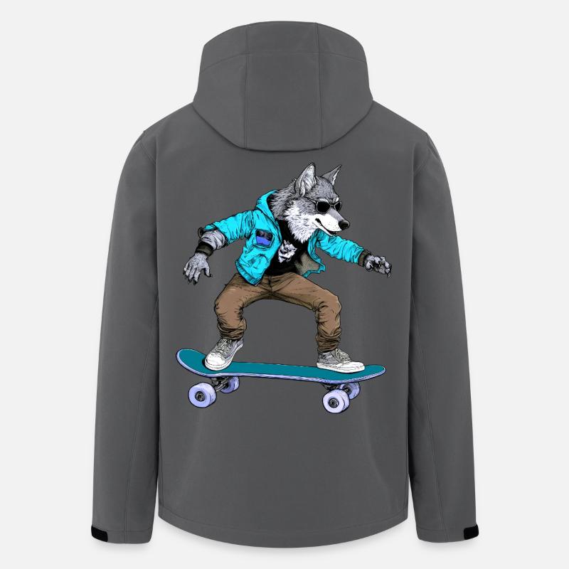 Skateboarder Wolf - Recycelte Männer Softshell-Jacke von Stanley/Stella - Anthrazit
