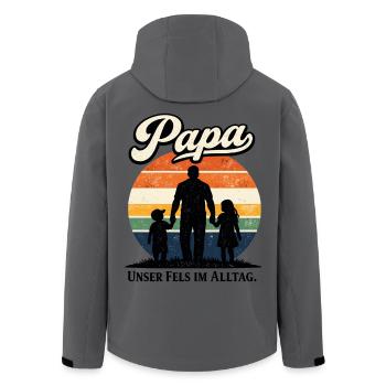 Papa unser Fels im Alltag Familien Motiv - Recycelte Männer Softshell-Jacke von Stanley/Stella - Anthrazit - Hinten - AI Model Male 185 light (185cm)