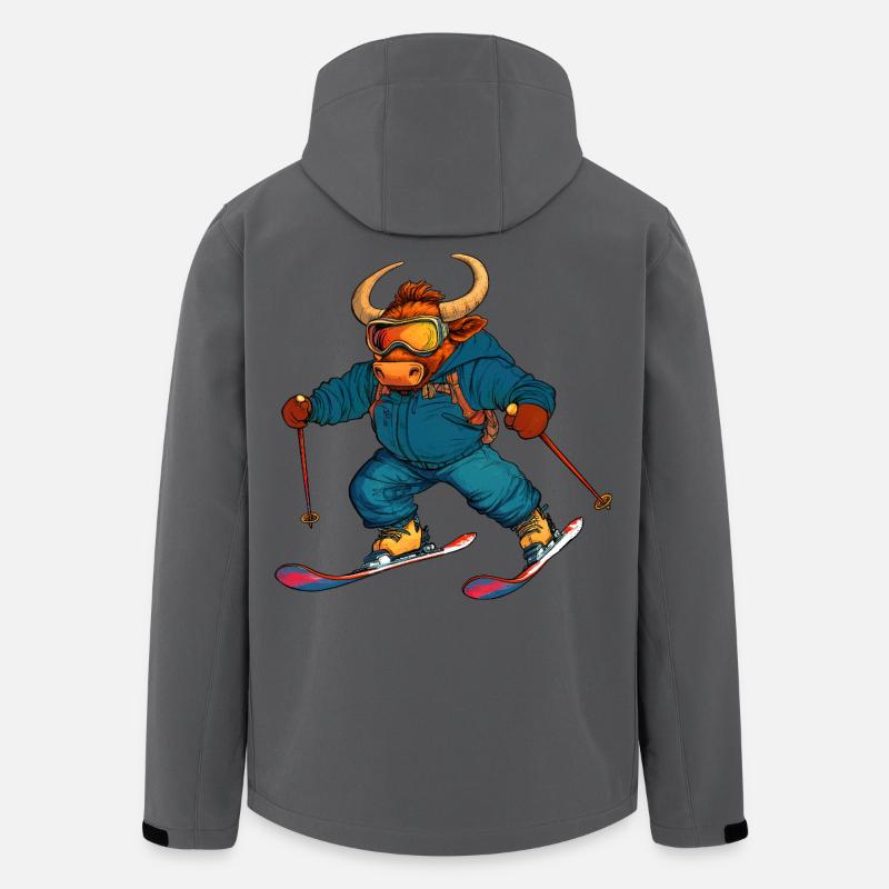 Skifahrer Stier - Recycelte Männer Softshell-Jacke von Stanley/Stella - Anthrazit