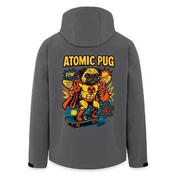 Atomic Pug Hero an Bord - Recycelte Männer Softshell-Jacke von Stanley/Stella - Anthrazit - Hinten - AI Model Male 185 light (185cm)