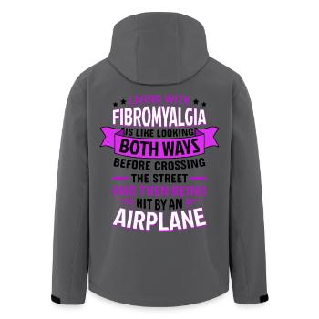 Fibromyalgia Awareness Quote Funny - Men’s Recycled Softshell Jacket by Stanley/Stella - anthracite - Back - AI Model Male 185 light (185cm)