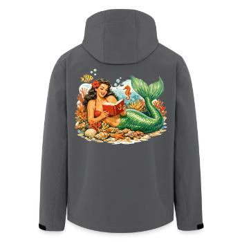 Retro Meerjungfrau Pin-up im Korallenriff Lesen - Recycelte Männer Softshell-Jacke von Stanley/Stella - Anthrazit - Hinten - AI Model Male 185 light (185cm)