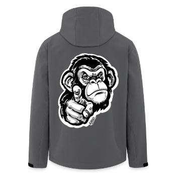 Monochrome Monkey Pointing - Men’s Recycled Softshell Jacket by Stanley/Stella - anthracite - Back - AI Model Male 185 light (185cm)