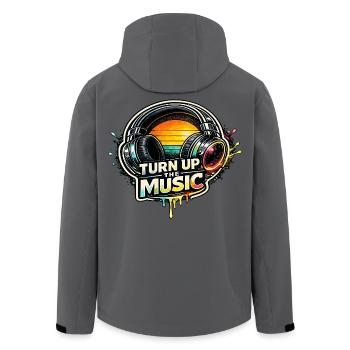 TURN UP THE MUSIC Headphones Retro Music Motif - Men’s Recycled Softshell Jacket by Stanley/Stella - anthracite - Back - AI Model Male 185 light (185cm)
